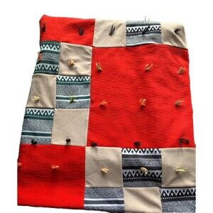 Patchwork Quilt Blanket 90”x78” Hand Made Squares Eclectic Granny Cottage Core